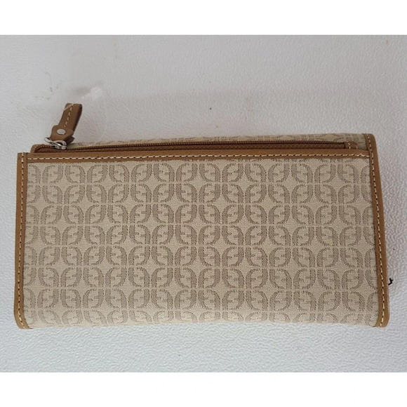 FOSSIL TRIFOLD SIGNATURE CLUTCH FABRIC LEATHER WALLET EXTERIOR POCKET - Picture 3 of 6